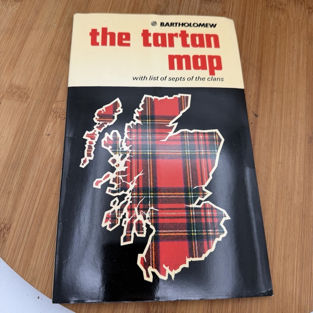 Tartan Map Color Poster Scotland History Plaid Bartholomew List Septs of‎ Clans